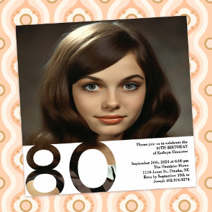 Foto-Einladung zum 80. Geburtstag - 5,25 x 5,25 Einladung