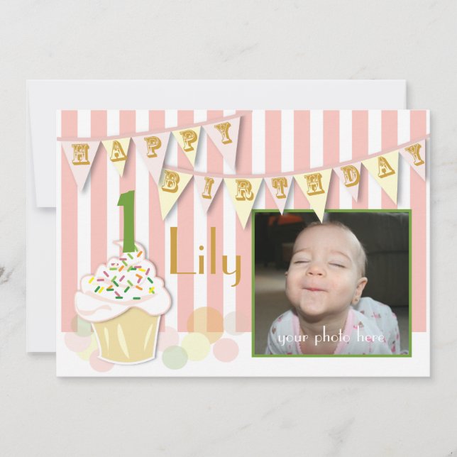 Foto Einladung zum Geburtstag - Mädchen (Vorderseite)