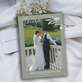 Foto Elegant Botanische Hochzeit Dankeschön-Karte Einladung