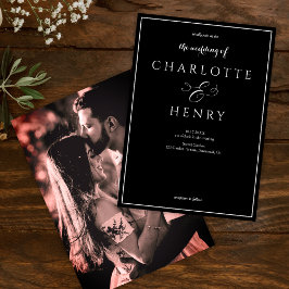 Foto Elegant Callighraphy Script Black Wedding Einladung