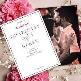 Foto Elegant Callighraphy Script Lila Hochzeit Einladung