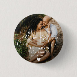 Foto Elegant Calligraphy Baby Shower Button