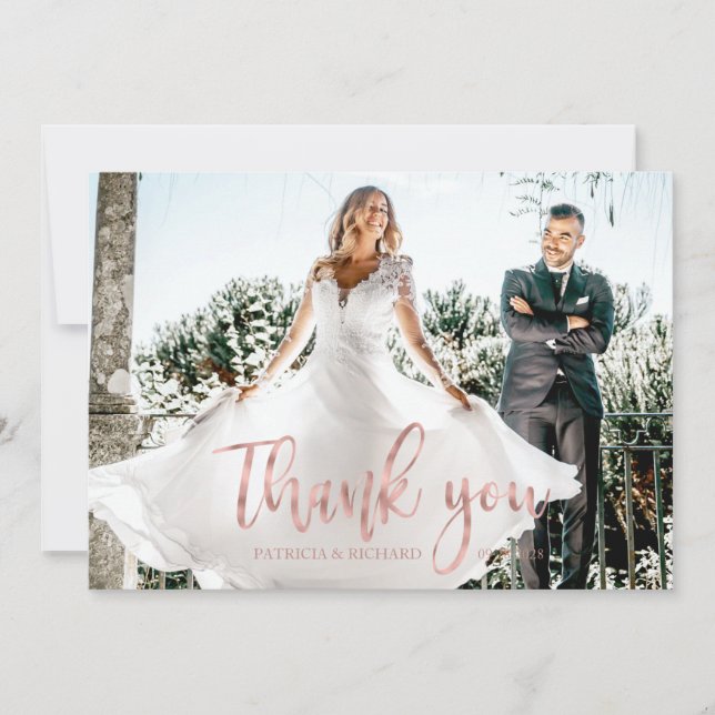 Foto Elegant Calligraphy Wedding Vielen Dank Karte (Vorderseite)