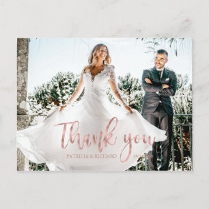 Foto Elegant Calligraphy Wedding Vielen Dank Postkarte