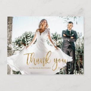 Foto Elegant Calligraphy Wedding Vielen Dank Postkarte