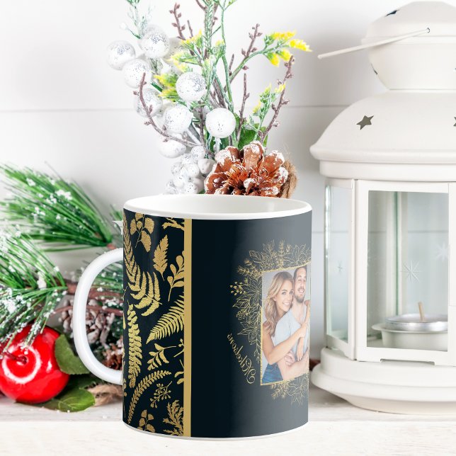 Foto Elegant Grün und Gold Weihnachten Kaffeetasse (Von Creator hochgeladen)
