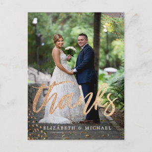 Foto Elegant Hochzeit Kupfer Gold Vielen Dank Postkarte