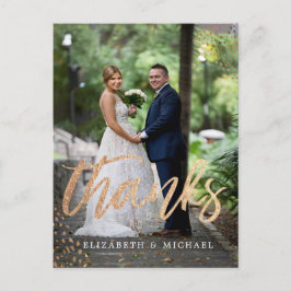Foto Elegant Hochzeit Kupfer Gold Vielen Dank Postkarte