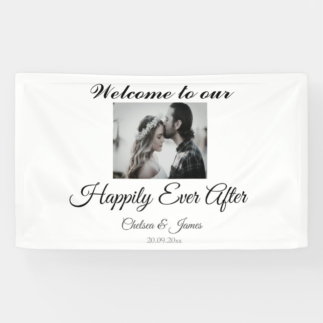 Foto Elegant Mit Monogramm glücklich immer nach Banner (Horizontal)