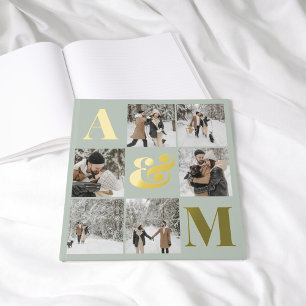 Foto Elegant Monogram Sage Green Gästebuch