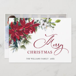 FOTO Elegant Poinsettia Weihnachtsgrüßen Feiertagskarte