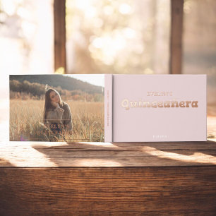 Foto Elegant Rosa Geburtstag Quinceanera Gästebuch