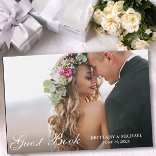 Foto Elegant Script Wedding Gästebuch