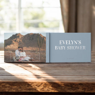 Foto Elegant Simple Baby Shower Blue Gästebuch