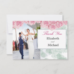 Foto Elegant Wedding Pink Danke Postcard