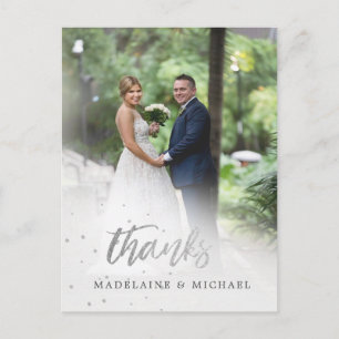 Foto Elegant Wedding Silver Vielen Dank Postkarte