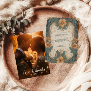 Foto Elegante Art Nouveau Floral Wedding Dankeskarte