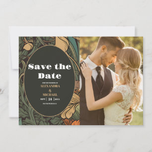 Foto Elegante Blumenkunst Jugendstil-Hochzeit Save The Date