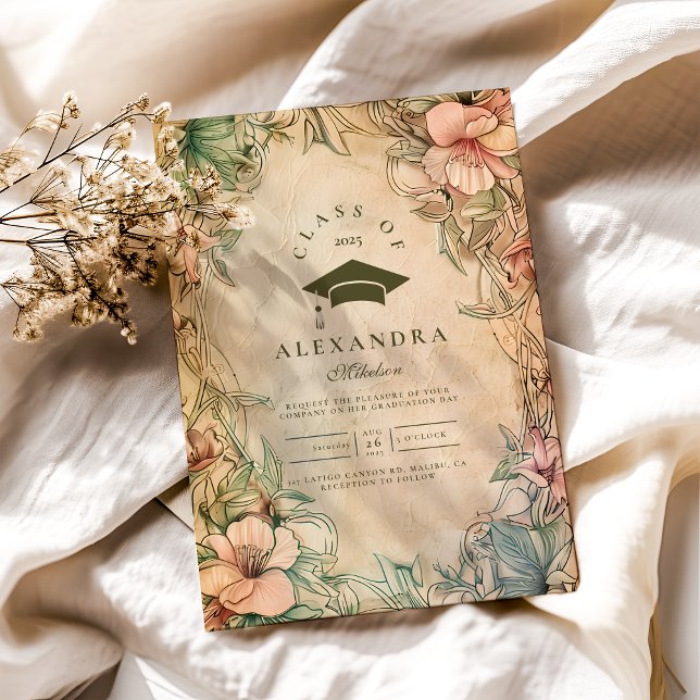 Foto Elegante Frühjahrsparty Wildblumen Graduation Einladung (Von Creator hochgeladen)
