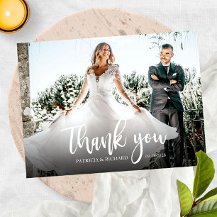 Foto Elegante Kalligrafie Hochzeits-Dankeschön Postkarte