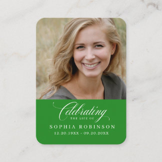 Foto Elegante Memorial Forest Green Prayer Card Visitenkarte