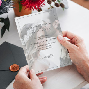 Foto Elegante Moderne, einfache Schwarz-weiße Hoch Einladung