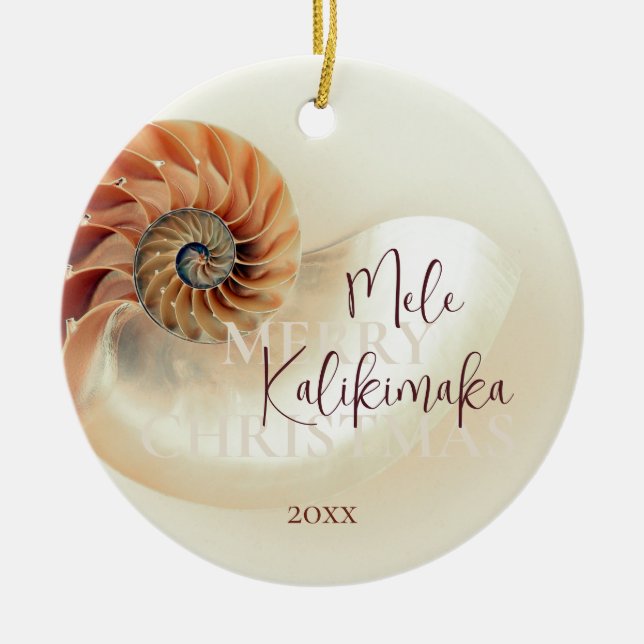 FOTO Elegante Muschel Mele Kalikimaka Keramik Ornament (Vorne)