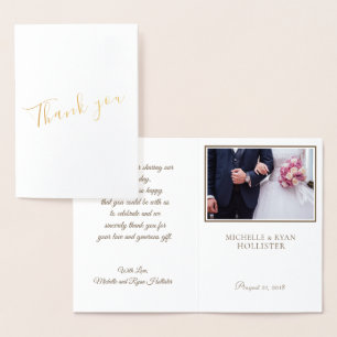 Foto Elegante Nachricht Danke für Hochzeit Foto Folienkarte