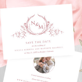 Foto, elegante Rosa-Monogramm-Hochzeit Save The Date