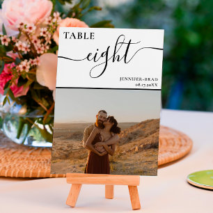 Foto elegante Schwarz-weiße Chart Hochzeit Tischnummer