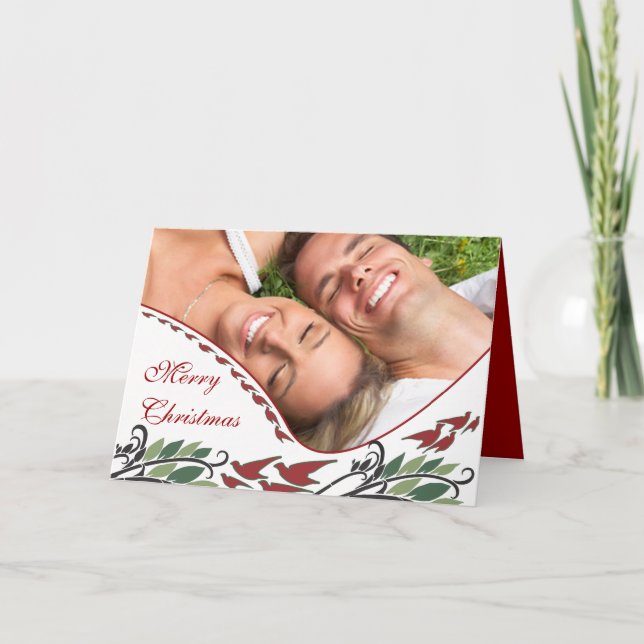 Foto Elegante Vögel Jugendstil-Urlaub Feiertagskarte (Vorderseite)