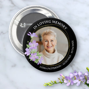 Foto Elegantes Gedächtnis Beileid Beerdigung Button