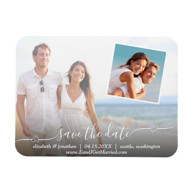 Foto Elegantes Skript mit Hearts Modern Magnet (Horizontal)