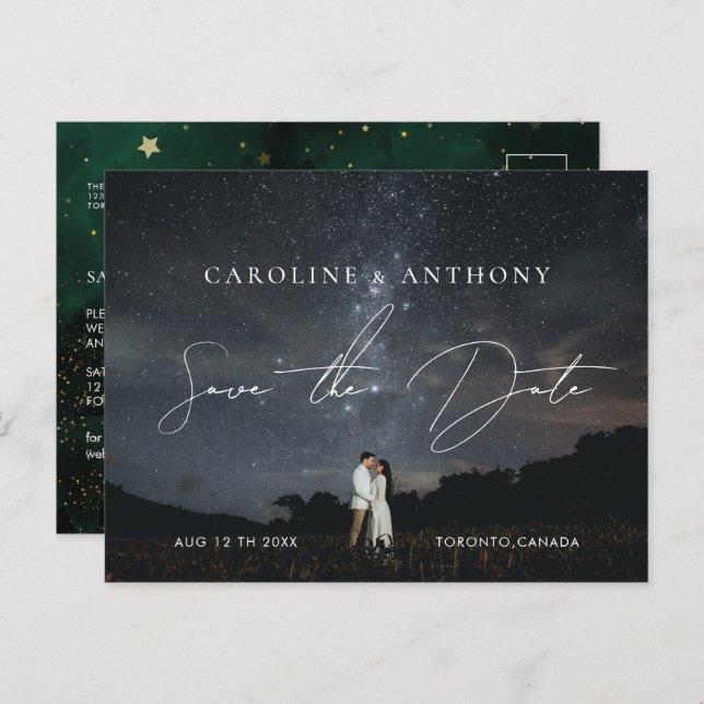 Foto Emerald Green Black Magic Postkarte (Vorne/Hinten)