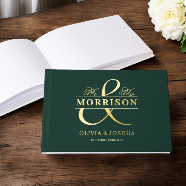 Foto Emerald Green Elegant Wedding Gold Gästebuch (Von Creator hochgeladen)