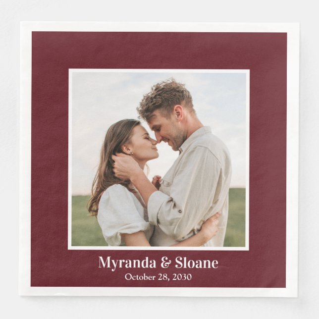 Foto Engagement Partei Burgund Serviette (Vorderseite)