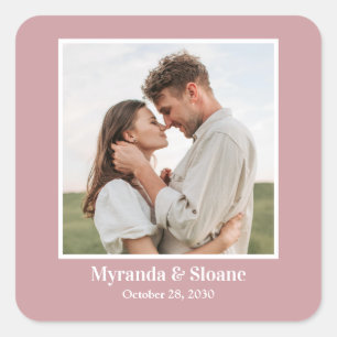 Foto Engagement Partei Dusty Rose Quadratischer Aufkleber