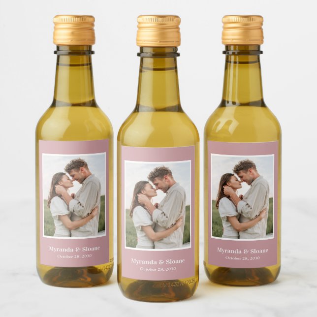 Foto Engagement Partei Dusty Rose Weinetikett (Flaschen)