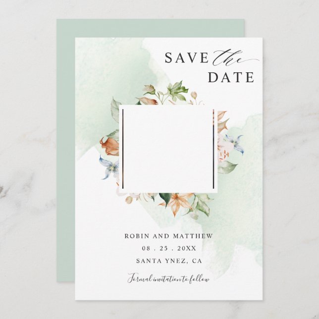 Foto Erdblüten und Grünblütenhochzeit Save The Date (Vorne/Hinten)