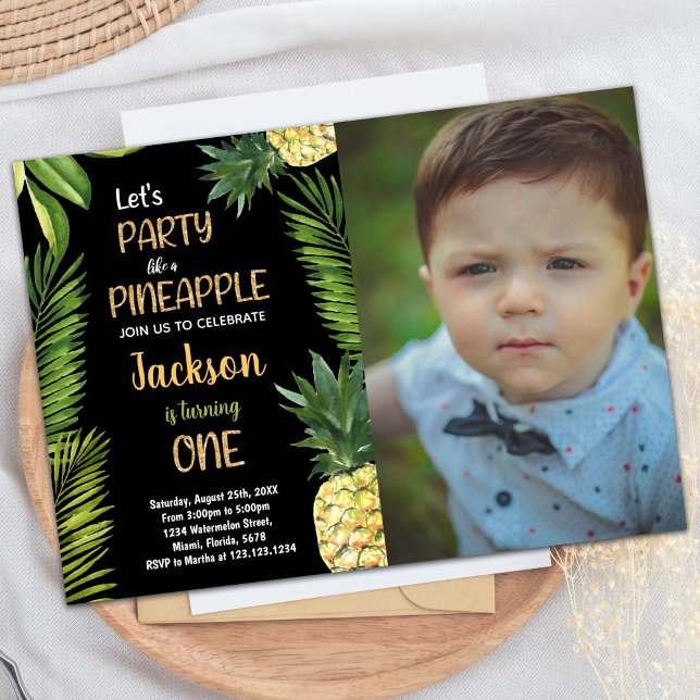 Foto Erste Grüne Ananas Geburtstagseinladungen Einladung (Photo First Green Pineapple Birthday Invitations)