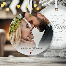 Foto Erste Weihnachten als Mr. und Mrs. Ornament Aus Metall