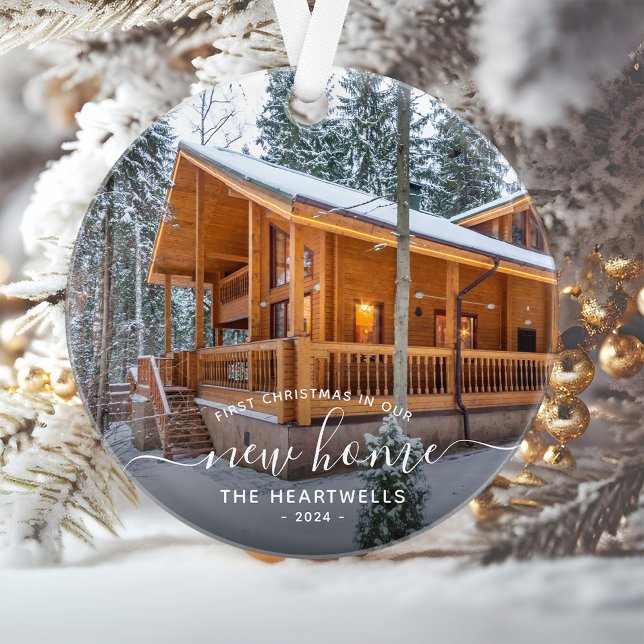 Foto Erste Weihnachten Neue Zuhause Weiße Schrift  Ornament (Von Creator hochgeladen)