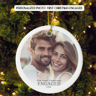 Foto Erste Weihnachten Verlobt Personalisiert Keramik Ornament