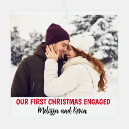 Foto Erste Weihnachten Verlobte Minimal Xmas Custo Ornament Aus Metall