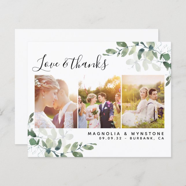 Foto Eucalyptus Wedding QR Dankeschön Karte (Vorne/Hinten)