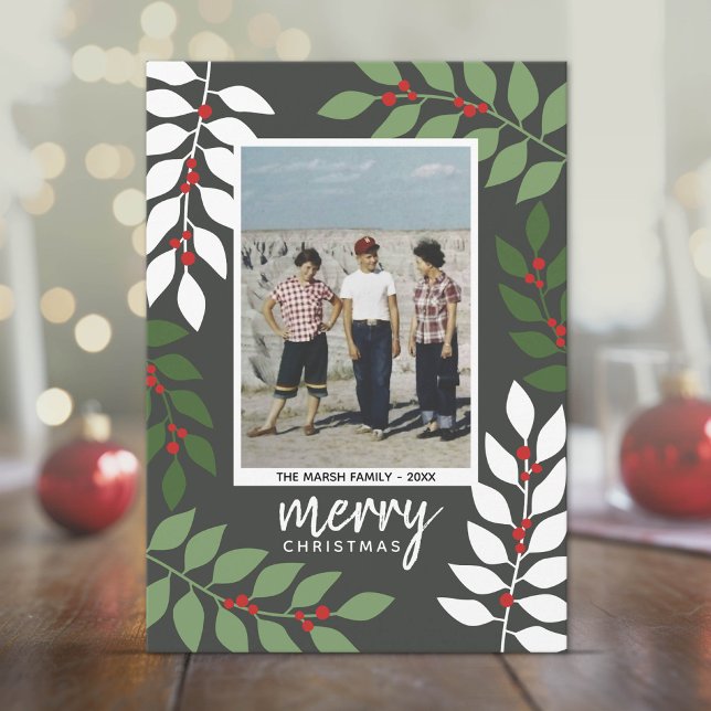 Foto-Eukalyptus-Äste Weihnachten (1 Photo Modern Eucalyptus Christmas Card)