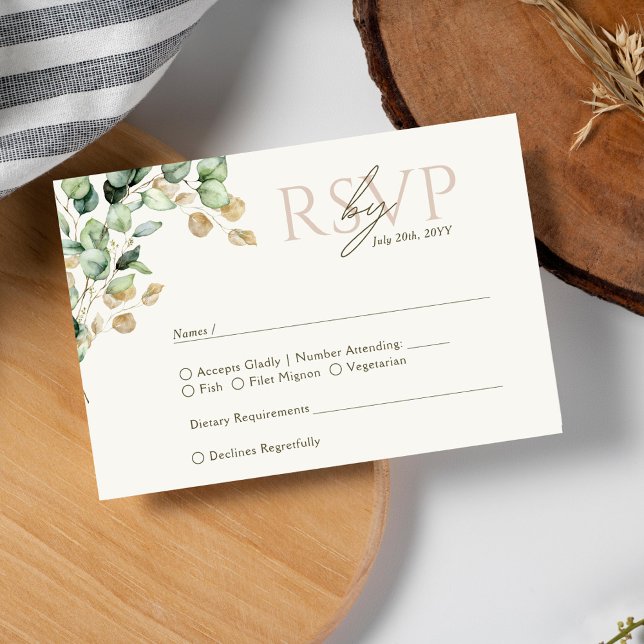 Foto Eukalyptus Greenery Wedding RSVP Karte (Von Creator hochgeladen)