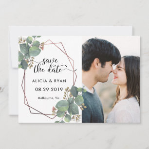 Foto Eukalyptus Rose Goldener Rahmen Save The Date