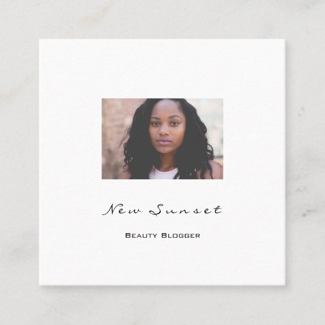 Foto Event Planner Blogger Weiß einfach modern Quadratische Visitenkarte (Vorderseite)