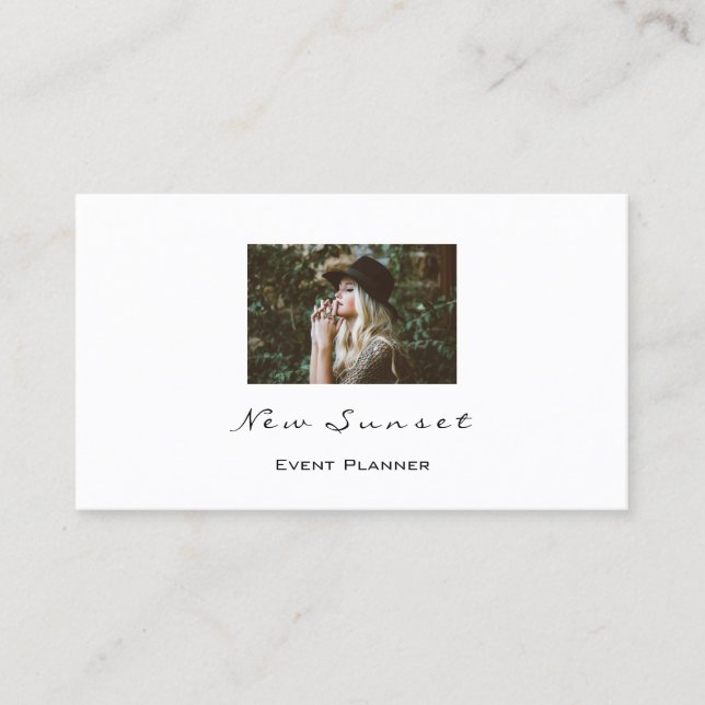 Foto Eventplaner Hochzeit Weiß einfach Visitenkarte (Vorderseite)